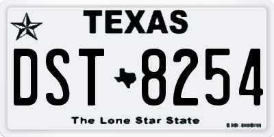 TX license plate DST8254