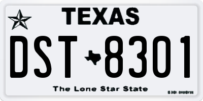 TX license plate DST8301