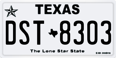 TX license plate DST8303