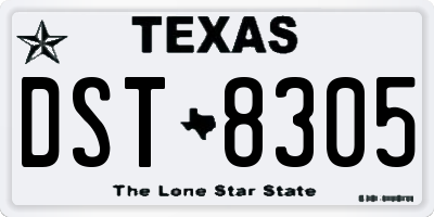 TX license plate DST8305