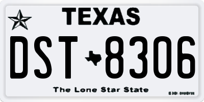 TX license plate DST8306