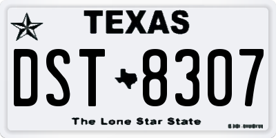 TX license plate DST8307