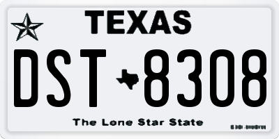 TX license plate DST8308