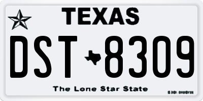 TX license plate DST8309