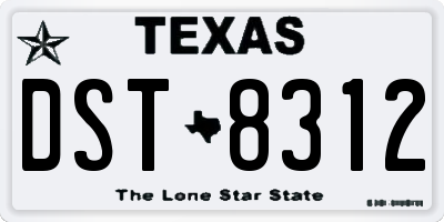 TX license plate DST8312