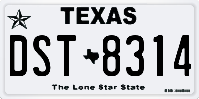 TX license plate DST8314