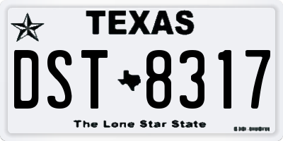 TX license plate DST8317