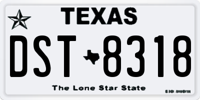 TX license plate DST8318