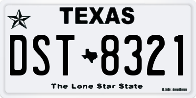 TX license plate DST8321