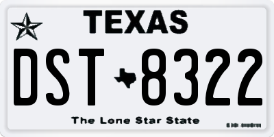 TX license plate DST8322