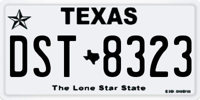 TX license plate DST8323