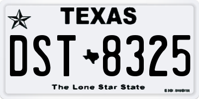 TX license plate DST8325