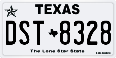 TX license plate DST8328