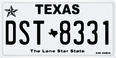 TX license plate DST8331