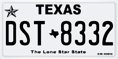 TX license plate DST8332