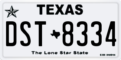 TX license plate DST8334