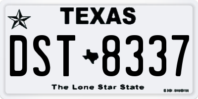 TX license plate DST8337
