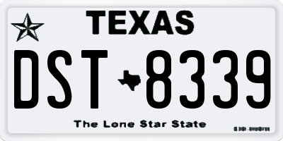 TX license plate DST8339