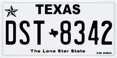 TX license plate DST8342