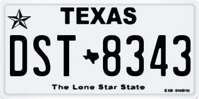 TX license plate DST8343