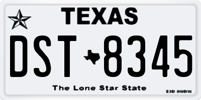 TX license plate DST8345