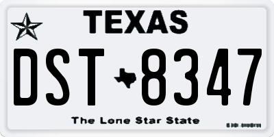 TX license plate DST8347