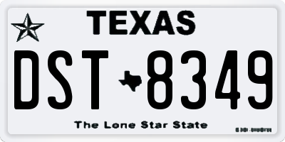 TX license plate DST8349