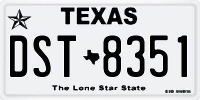 TX license plate DST8351