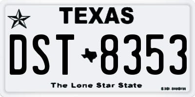 TX license plate DST8353