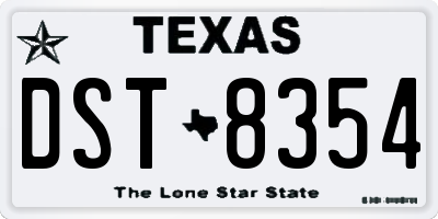 TX license plate DST8354