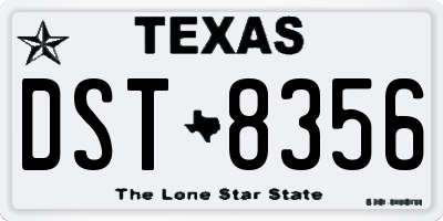 TX license plate DST8356