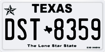 TX license plate DST8359