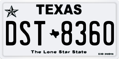 TX license plate DST8360