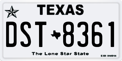 TX license plate DST8361