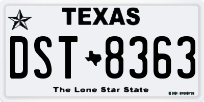 TX license plate DST8363