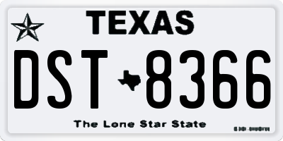 TX license plate DST8366