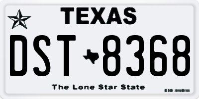 TX license plate DST8368