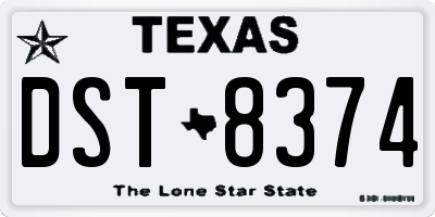 TX license plate DST8374