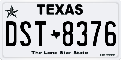 TX license plate DST8376