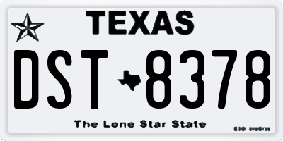 TX license plate DST8378