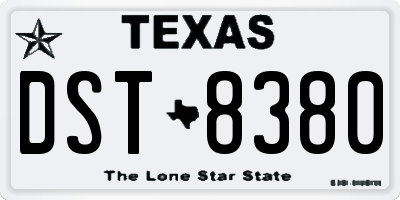 TX license plate DST8380