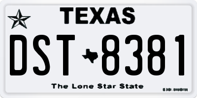 TX license plate DST8381