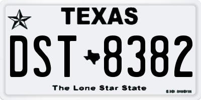 TX license plate DST8382