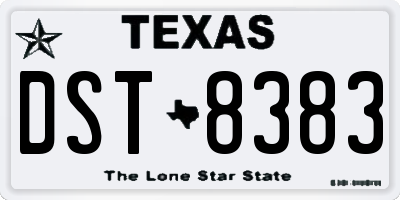 TX license plate DST8383