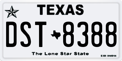 TX license plate DST8388