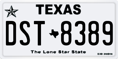 TX license plate DST8389