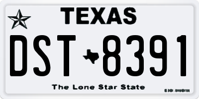 TX license plate DST8391