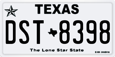 TX license plate DST8398