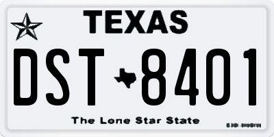 TX license plate DST8401