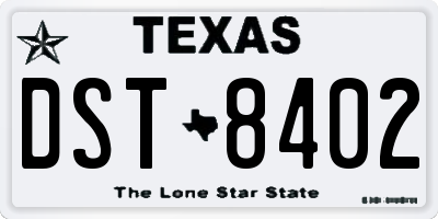 TX license plate DST8402